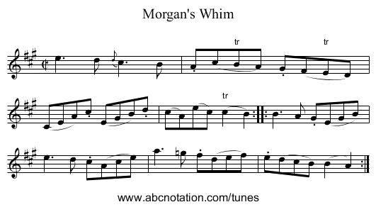 Morgan's Whim - staff notation