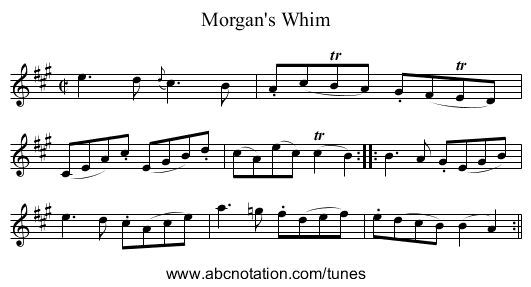 Morgan's Whim - staff notation