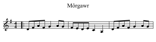 Môrgawr - staff notation
