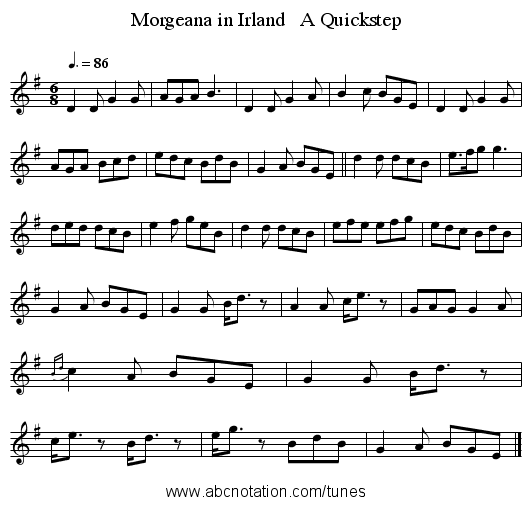 Morgeana in Irland   A Quickstep - staff notation