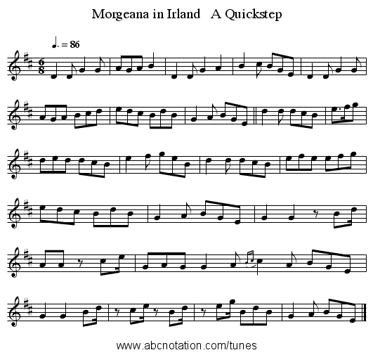 Morgeana in Irland A Quickstep - staff notation