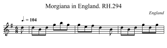 Morgiana in England. RH.294 - staff notation