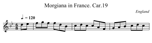 Morgiana in France. Car.19 - staff notation