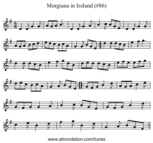 Morgiana in Ireland (#86) - staff notation
