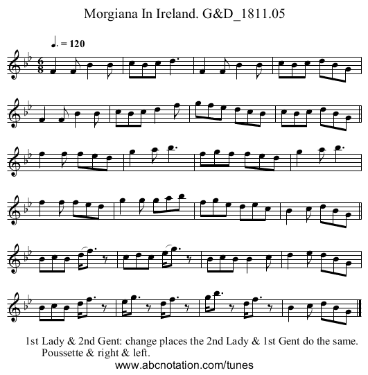 Morgiana In Ireland. G&D_1811.05 - staff notation