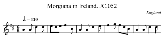Morgiana in Ireland. JC.052 - staff notation