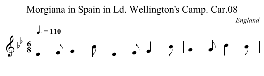 Morgiana in Spain in Ld. Wellington's Camp. Car.08 - staff notation