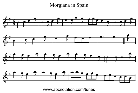 Morgiana in Spain - staff notation