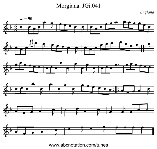 Morgiana. JGi.041 - staff notation