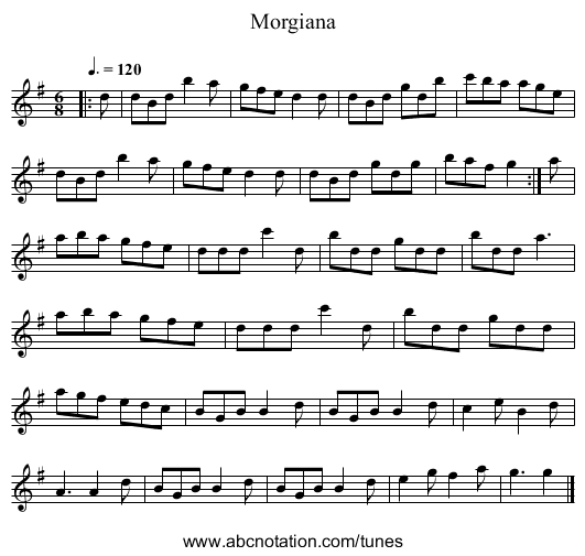 Morgiana - staff notation
