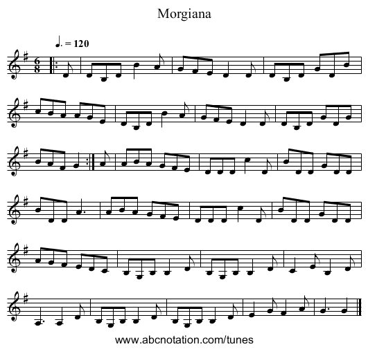 Morgiana - staff notation