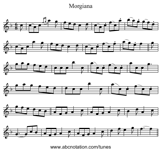 Morgiana - staff notation