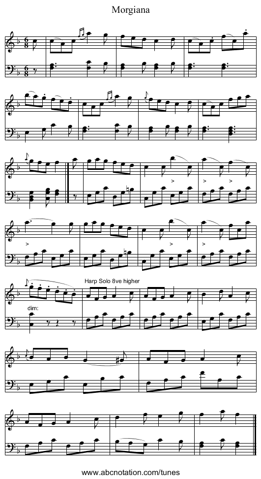 Morgiana - staff notation