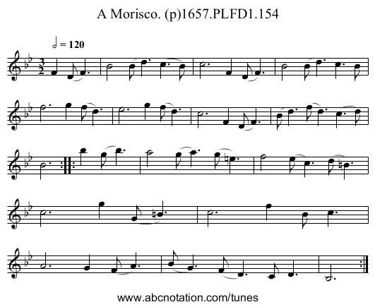 Morisco. (p)1657.PLFD1.154, A - staff notation
