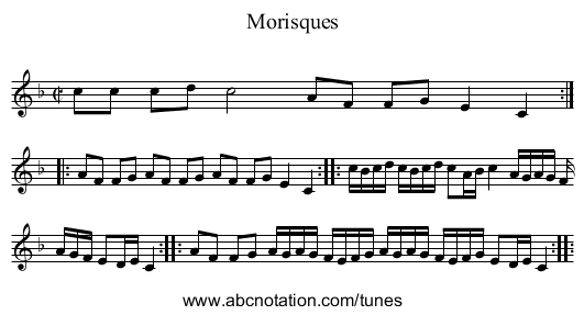 Morisques - staff notation