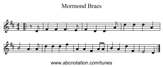 Mormond Braes - staff notation