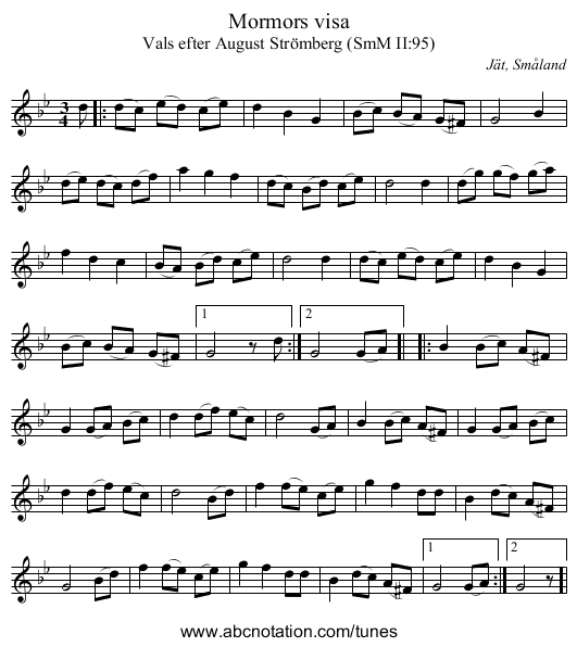 Mormors visa - staff notation