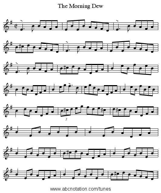 Morning Dew, The - staff notation