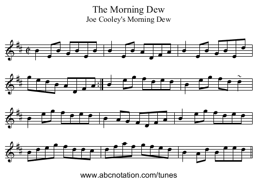 Morning Dew, The - staff notation