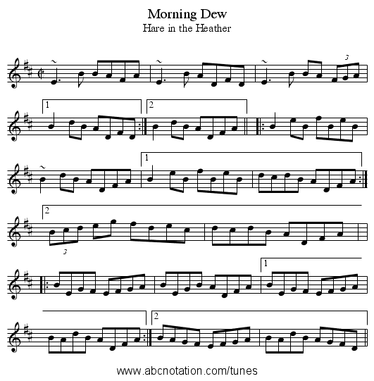Morning Dew - staff notation