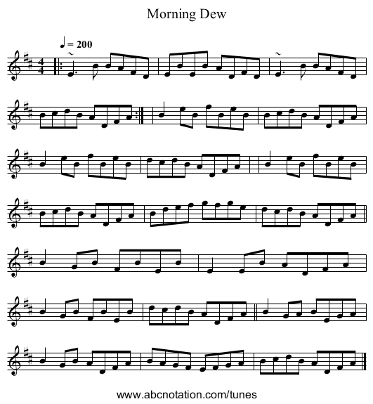 Morning Dew - staff notation