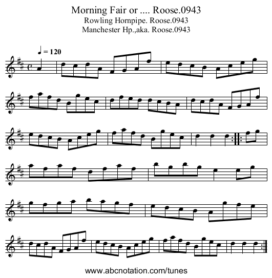 Morning Fair or .... Roose.0943 - staff notation