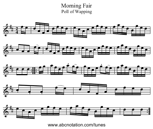 Morning Fair - staff notation
