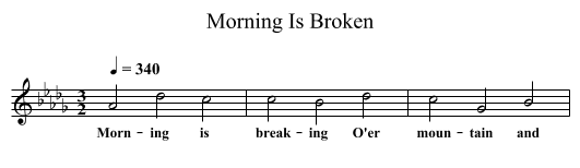 Morning Is Broken - staff notation
