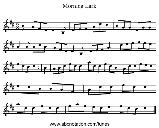 Morning Lark - staff notation