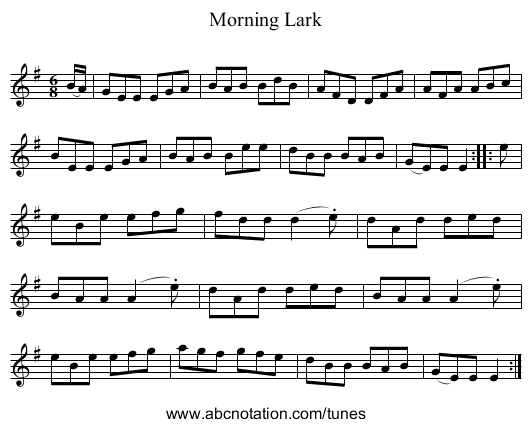 Morning Lark - staff notation