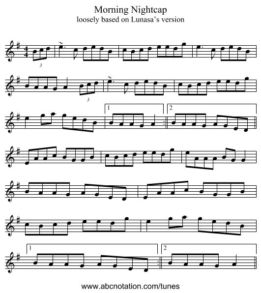 Morning Nightcap - staff notation