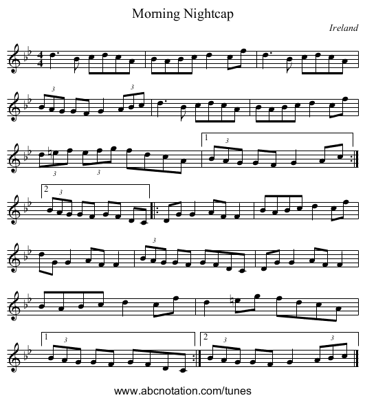 Morning Nightcap - staff notation