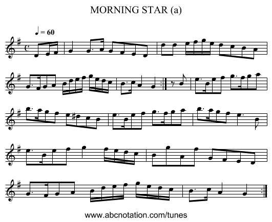 MORNING STAR (a) - staff notation