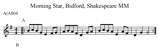 Morning Star, Bidford, Shakespeare MM - staff notation