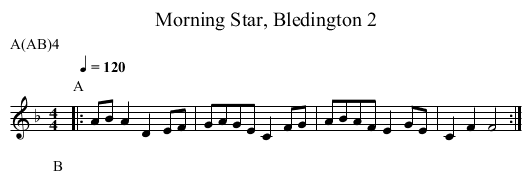 Morning Star, Bledington 2 - staff notation