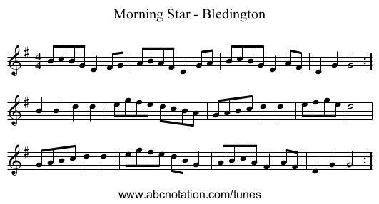 Morning Star - Bledington - staff notation