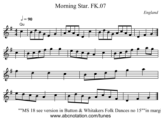 Morning Star. FK.07 - staff notation