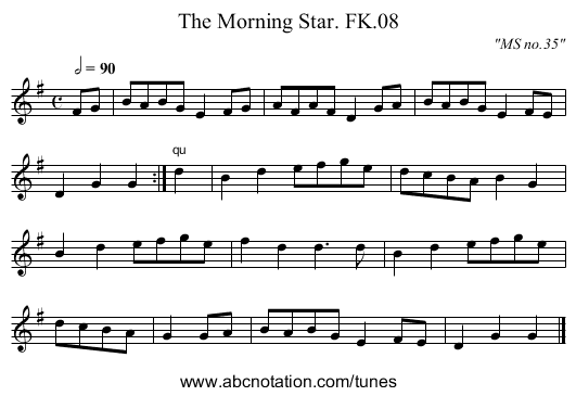 Morning Star. FK.08, The - staff notation