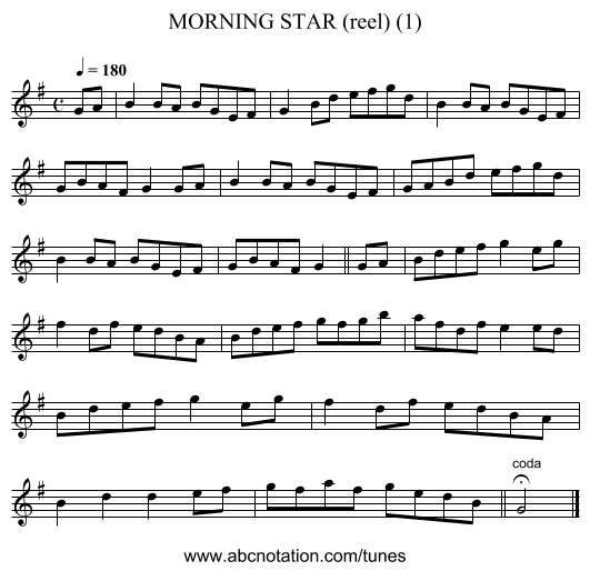 MORNING STAR (reel) (1) - staff notation