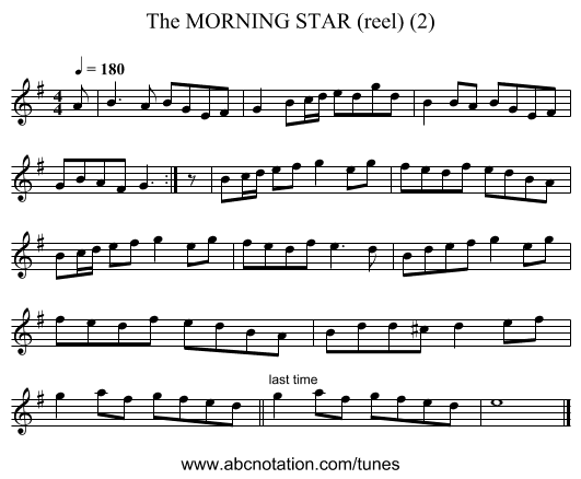 MORNING STAR (reel) (2), The - staff notation