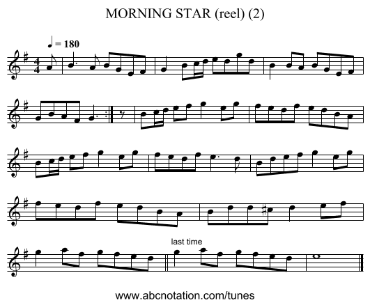 MORNING STAR (reel) (2) - staff notation