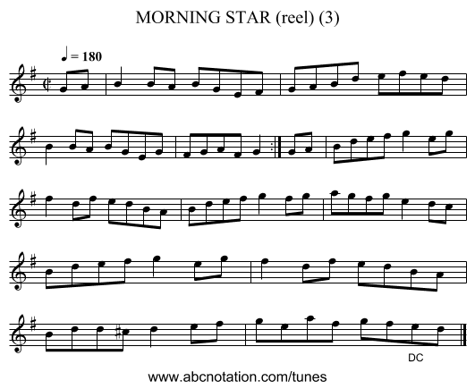 MORNING STAR (reel) (3) - staff notation