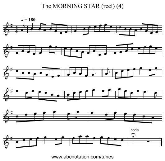 MORNING STAR (reel) (4), The - staff notation