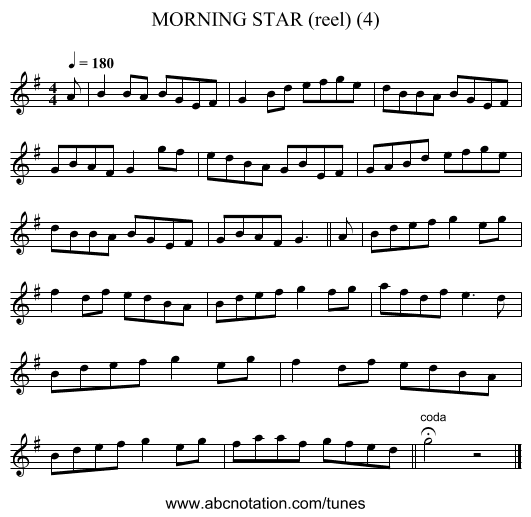 MORNING STAR (reel) (4) - staff notation