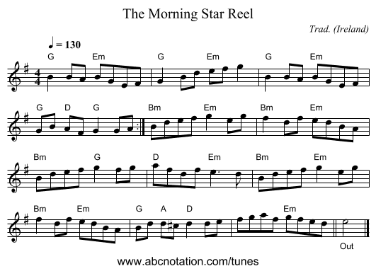 Morning Star Reel, The - staff notation