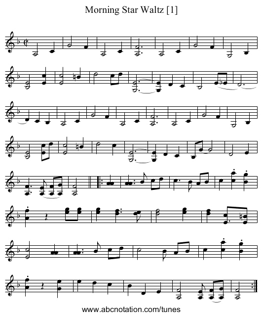 Morning Star Waltz [1] - staff notation