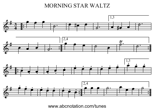 MORNING STAR WALTZ - staff notation