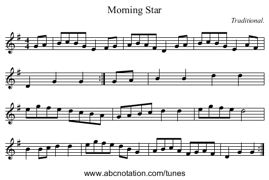 Morning Star - staff notation