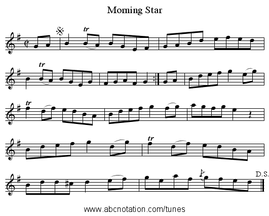 Morning Star - staff notation