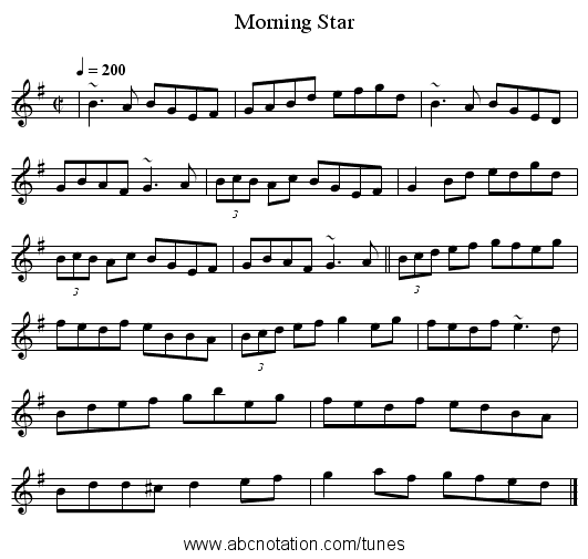 Morning Star - staff notation